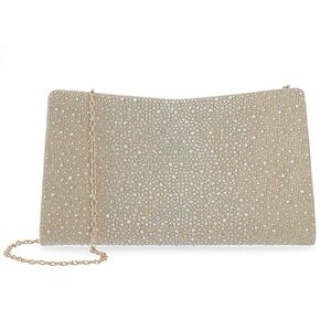 Gunne Sax by Jessica McClintock Gold Rhinestone Kacie Clutch Crossbody Bag